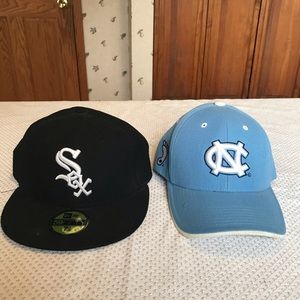 Chicago white Sox and North Carolina tarheels hats